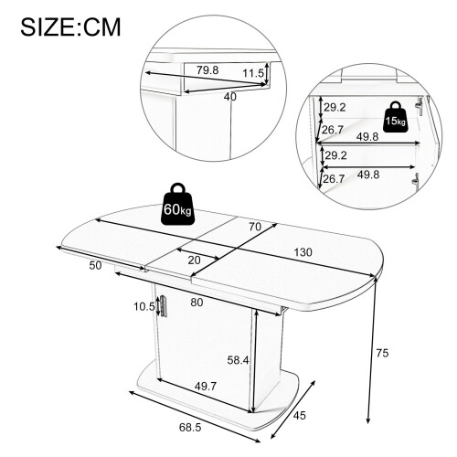 HOMAIRE Extendable White Oval Dining Table 1