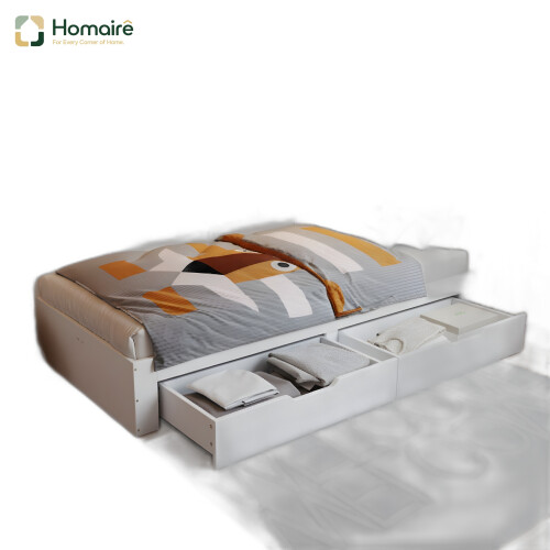 HOMAIRE White Sofa Bed with Storage Drawers
