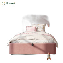 HOMAIRE Pink Velvet Single Bed with Storage
