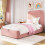 HOMAIRE Pink Velvet Single Bed with Storage 6