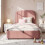 HOMAIRE Pink Velvet Single Bed with Storage 2