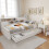 HOMAIRE White Sofa Bed with Storage Drawers 5