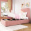 HOMAIRE Pink Velvet Single Bed with Storage 5