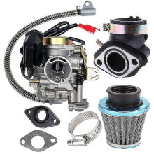 Carburetor Fit For Gy6 50cc 49cc 4 Stroke Scooter Taotao Engine 18mm Carburetor Intake Manifold Air Filter,silver