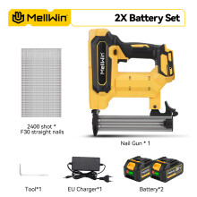 MELLWIN Agrafeuse électrique sans fil, 2 modes, capacité 100 clous, Lot de 2 batteries
