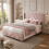 HOMAIRE Pink Velvet Single Upholstered Bed 3ft 2