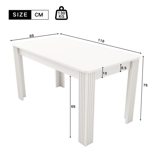HOMAIRE 4 Seater White MDF Dining Table 1
