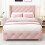 HOMAIRE Pink Velvet Single Upholstered Bed 3ft 5