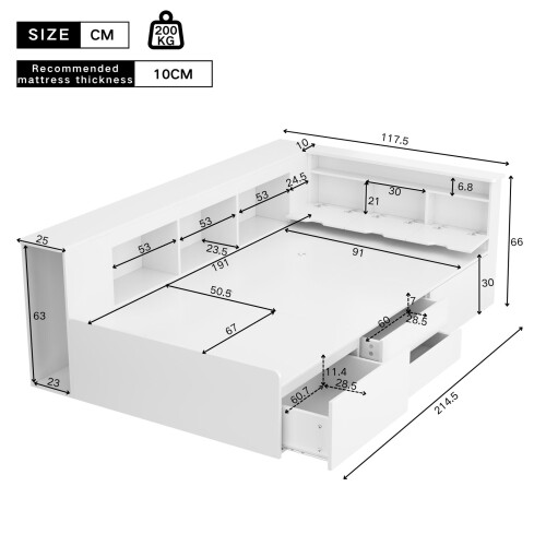 HOMAIRE Children's Single Bed with Storage White 1