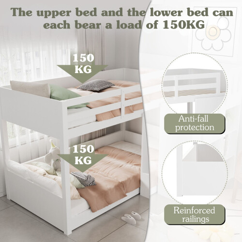 HOMAIRE Children's White Pine Bunk Bed 90x190cm 1