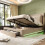HOMAIRE Beige Velvet Upholstered Double Bed 4