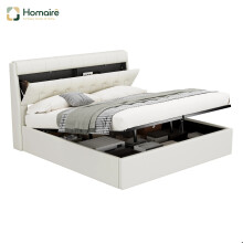 HOMAIRE Cream White PU Hydraulic King Bed 150x200