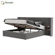 HOMAIRE Velvet Super King Ottoman Bed Grey