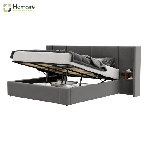 HOMAIRE Velvet Super King Ottoman Bed Grey