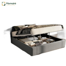 HOMAIRE Velvet King Size Ottoman Bed Grey