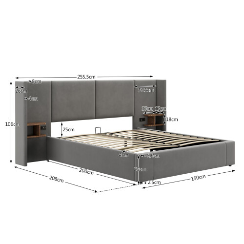 HOMAIRE Velvet King Size Ottoman Bed Grey 1