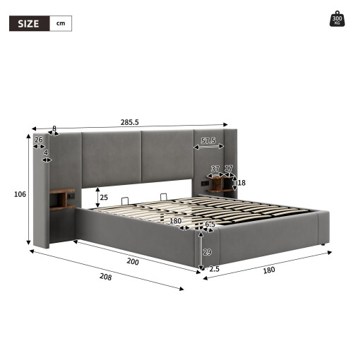 HOMAIRE Velvet Super King Ottoman Bed Grey 1