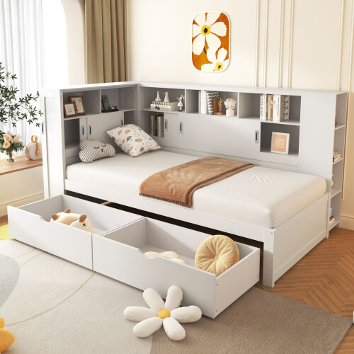 HOMAIRE White Pine Single Platform Bed 90x190cm 1
