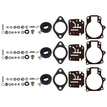 3 x Carburetor Carb Rebuild Repair Kit and Float Fit for Johnson Evinrude 396701 65 70 75
