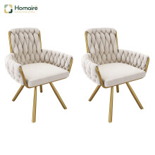 HOMAIRE Velvet Swivel Dining Chair Beige Set of 2