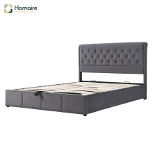 HOMAIRE Grey Velvet Super King Storage Bed