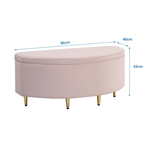 HOMAIRE Pink Velvet Upholstered Storage Bench 1