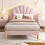 HOMAIRE Pink Velvet Single Bed with Adjustable 4