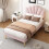 HOMAIRE Pink Velvet Single Bed with Adjustable 6