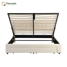 HOMAIRE Velvet Upholstered Super King Bed Cream