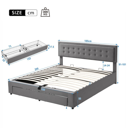 HOMAIRE Super King Velvet Upholstered Bed Grey 1