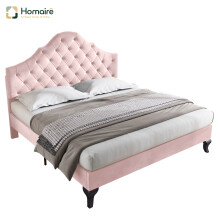 HOMAIRE Pink Velvet Upholstered 4ft6 Double Bed