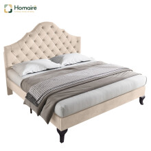 HOMAIRE Beige Velvet Upholstered 4ft6 Double Bed