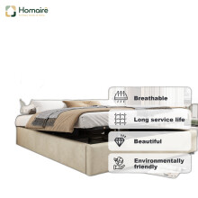 HOMAIRE Upholstered Beige Velvet Bed 135x190cm