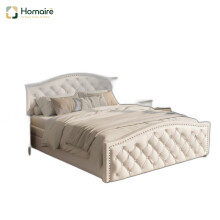 HOMAIRE Upholstered Bed 135x190cm White PU