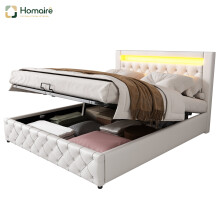 HOMAIRE Upholstered Bed 150x200cm White PU