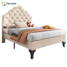 HOMAIRE Beige Velvet Upholstered Single Bed 90x190