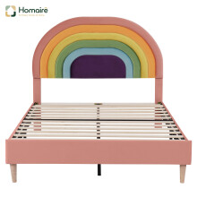 HOMAIRE Pink Velvet Upholstered Bed 135x190cm