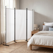 Room Divider 3 Panels Folding Screen with Stand for Room Home Office Off White 1PCS