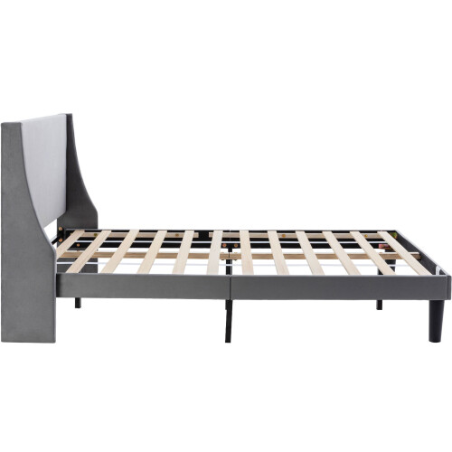 HOMAIRE Grey Velvet 4FT6 Upholstered Bed 2