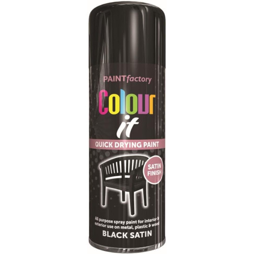 Rapide RAPIDE PF Colour It Spray Paint Performance Quick Drying Wood Satin Black 400ml