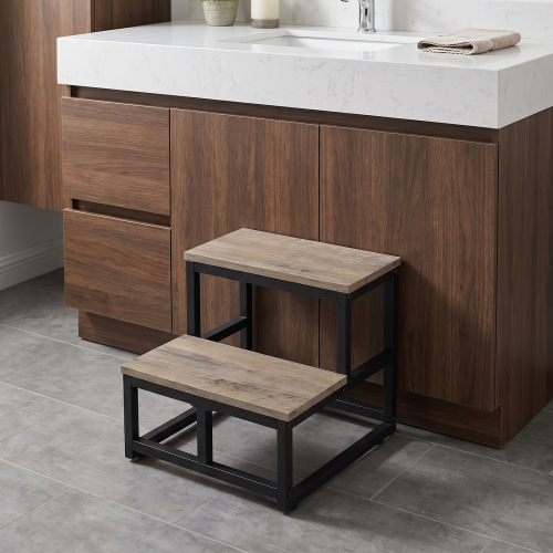 Living And Home 2-Step Stool with Metal Frame 1