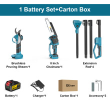 Gisam Scie Électrique Sans Fil 4en1, Scie à Branche et Cisailles de Taille, Moteur Brushless, Compatible Batterie Makita 18V