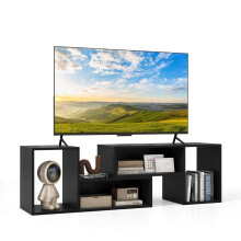 TV-Schrank 2-teilig freie Kombination Fernsehtisch für Fernseher bis zu 60 Zoll Schwarz