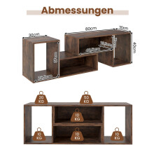 Modulares TV-Gestell mit L-förmigen Regalböden für 60-Zoll-Fernseher