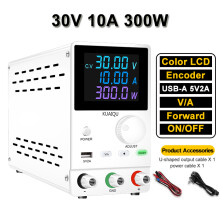Alimentation à découpage DC 30V 10A Blanc, réglable pour réparation de téléphone et charge de batterie