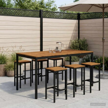 vidaXL Gartenbar-Tisch Natürlich und Schwarz 196 x 100,5 x 105 cm