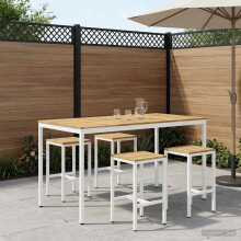 vidaXL Gartenbar-Tisch Weiß 196 x 100,5 x 105 cm Massivholz Akazie