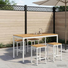 vidaXL Gartenbar-Tisch Weiß 180 x 88,5 x 105 cm Massivholz Akazie