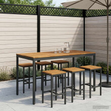 vidaXL Gartenbar-Tisch Natürlich und Schwarz 180 x 88,5 x 105 cm