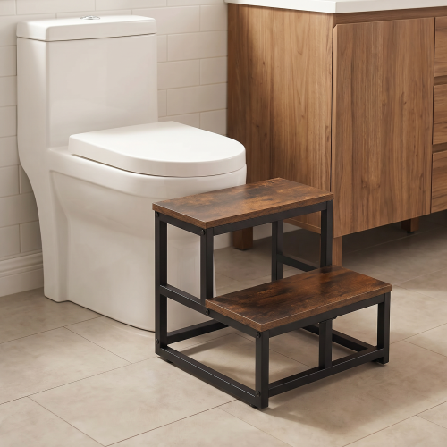 Living And Home 2-Step Stool with Metal Frame